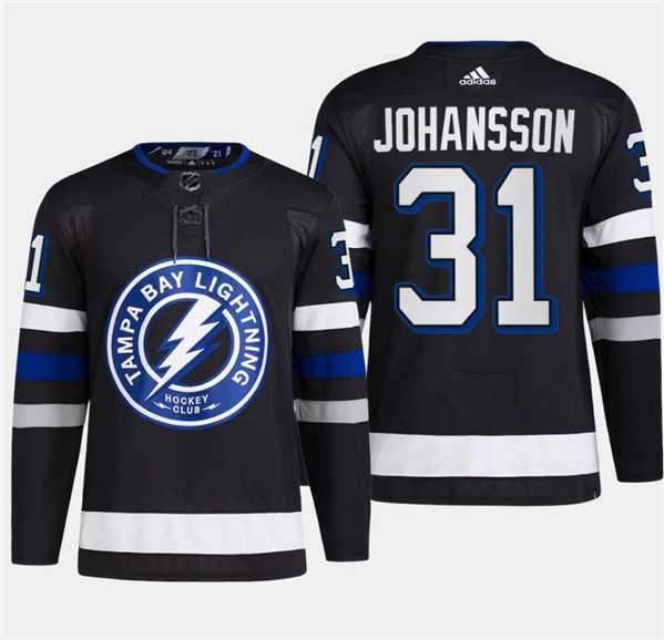 Mens Tampa Bay Lightning #31 Jonas Johansson Black 2024 Stadium Series Stitched Jersey Dzhi